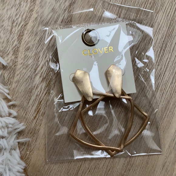 π2X HPπ Clover Abstract Earrings π Brushed Gold - Picture 6 of 9